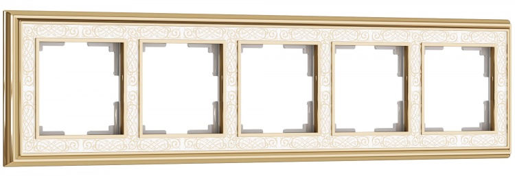 Рамка на 5 постов WL77-Frame-05 Palacio Gracia (золото/белый) - купить в Волгограде