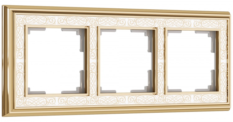Рамка на 3 поста WL77-Frame-03 Palacio Gracia (золото/белый) - купить в Волгограде