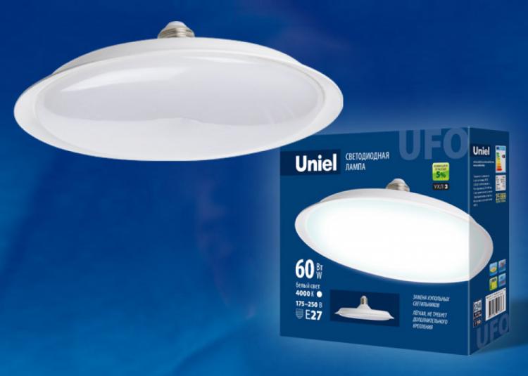 Лампа светодиодная LED-U220-60W PLU01WH форма «UFO» матовая с гарантией 2 года