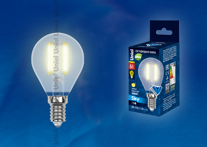 Лампа светодиодная LED-G45-6W/E14/FR PLS02WH картон с гарантией 3 года