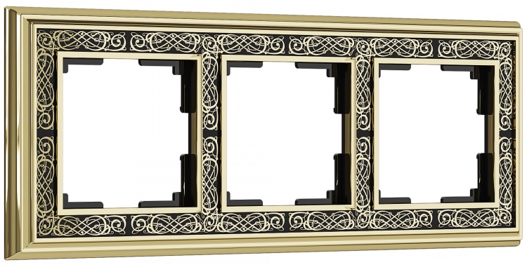 Рамка на 3 поста WL77-Frame-03 Palacio Gracia (золото/черный) - купить в Волгограде