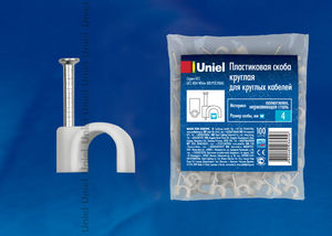 Пластиковые скобы Uniel UCC-R25 White 100 POLYBAG - купить в Волгограде
