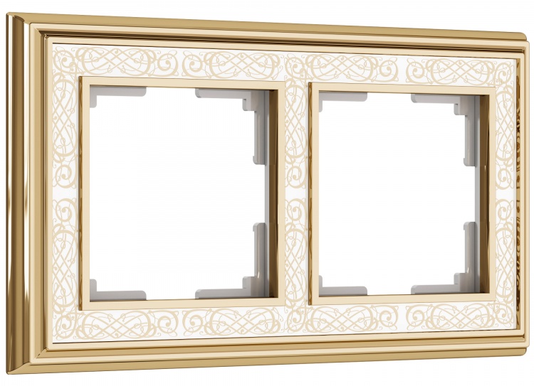 Рамка на 2 поста WL77-Frame-02 Palacio Gracia (золото/белый) - купить в Волгограде