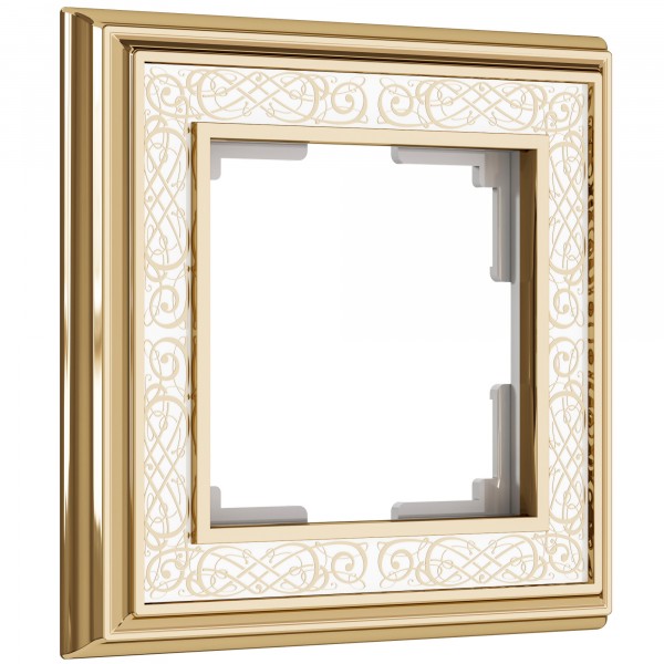 Рамка на 1 пост WL77-Frame-01 Palacio Gracia (золото/белый) - купить в Волгограде