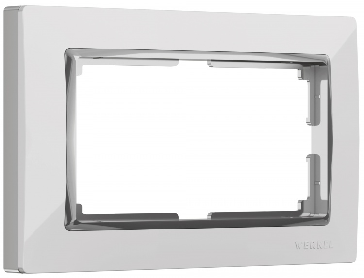 Рамка для двойной розетки Werkel WL03-Frame-01-DBL-white  Snabb (белый/хром) - купить в Волгограде