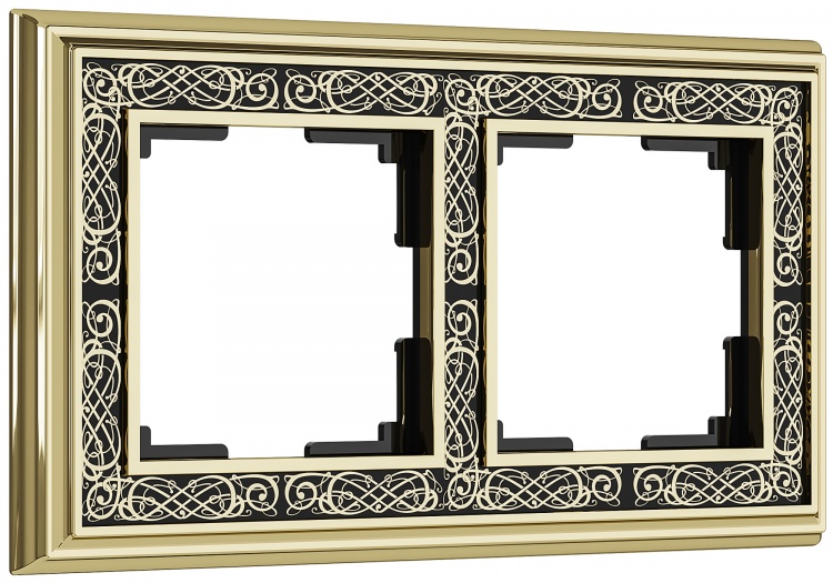 Рамка на 2 поста WL77-Frame-02 Palacio Gracia (золото/черный) - купить в Волгограде